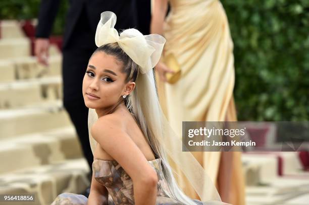 Ariana Grande attends the Heavenly Bodies: Fashion & The Catholic Imagination Costume Institute Gala at The Metropolitan Museum of Art on May 7, 2018...