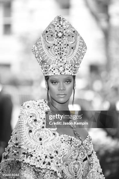 Rihanna attends the Heavenly Bodies: Fashion & The Catholic Imagination Costume Institute Gala at The Metropolitan Museum of Art on May 7, 2018 in...