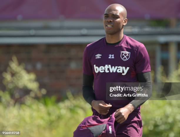 Angelo Ogbonna of West Ham United during training at Rush Green on May 9, 2018 in Romford, England.