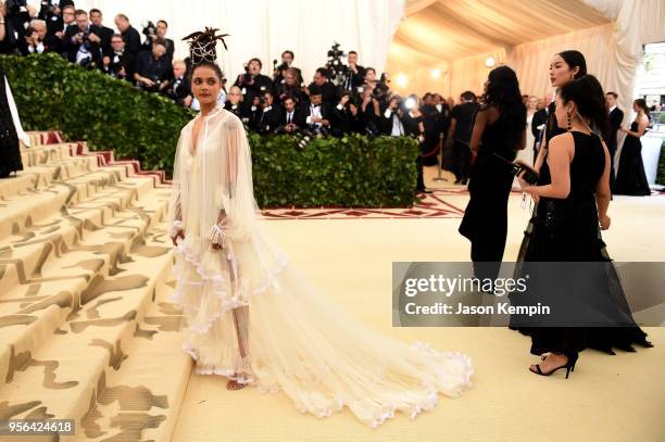 Sasha Lane attends the Heavenly Bodies: Fashion & The Catholic Imagination Costume Institute Gala at The Metropolitan Museum of Art on May 7, 2018 in...