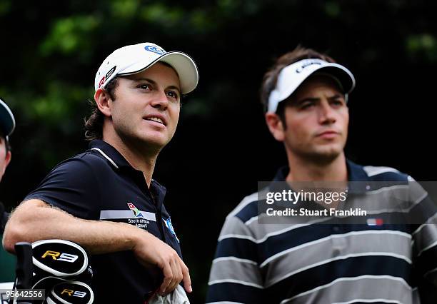 Richard Sterne of South Africa and Nick Dougherty of England during the second round of the Africa Open at the East London Golf Club on January 8,...