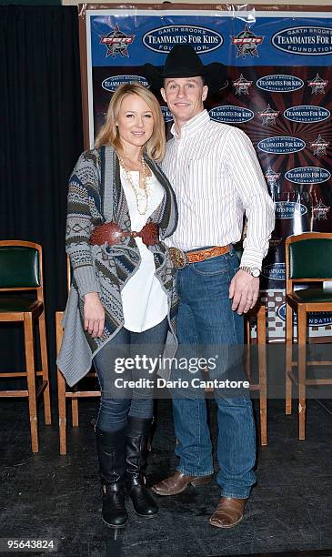 Musician Jewel and Bull Rider Ty Murray attend the PBR & Garth Brooks Teammates For Kids Foundation press conference at Madison Square Garden on...