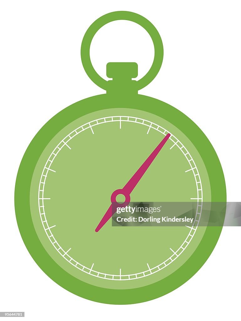 Digital illustration of green stop watch