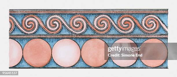 ornate pattern on facade of ancient greek treasury of atreus, mycenae - mycenae stock-grafiken, -clipart, -cartoons und -symbole