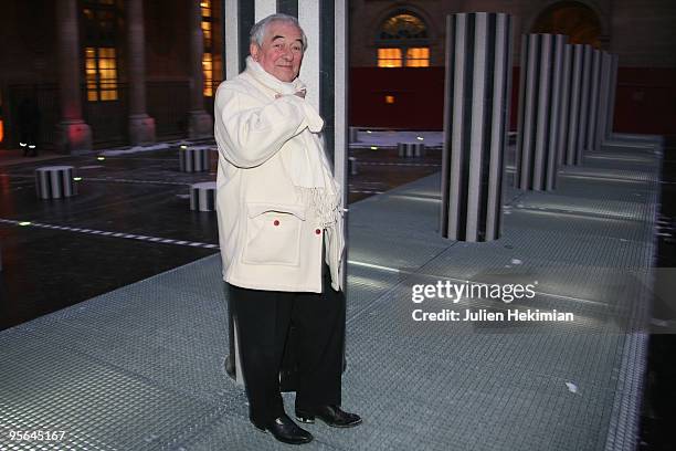 Architect Daniel Buren Inaugurates his Restaurated Work "Les Deux Plateaux" in the Palais Royal gardens on January 8, 2010 in Paris, France.