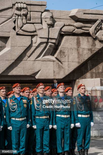 Military parade during the celebration of 9th May in Sevastopol, Ukraine, on May 9, 2018.