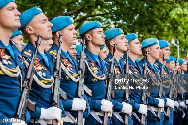 Military parade during the celebration of 9th May in Sevastopol, Ukraine, on May 9, 2018.