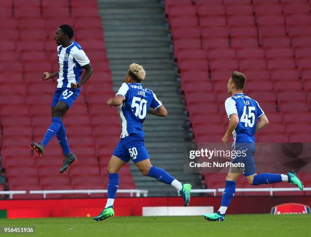 Made Queta of Porto celebrates his goal during Premier League International Cup Final match between Arsenal Under 23 against Porto FC at Emirates...