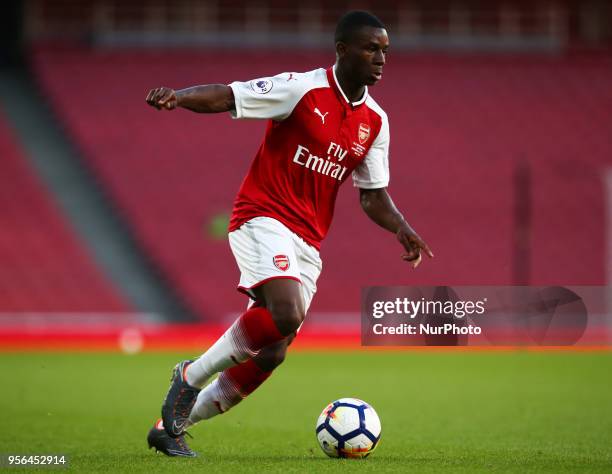 Ainsley Maltland-Niles of Arsenal U23s during Premier League International Cup Final match between Arsenal Under 23 against Porto FC at Emirates...