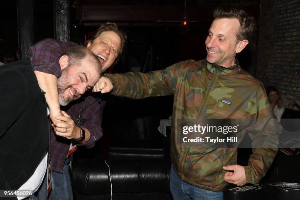 Andy Bernstein, Peter Shapiro, and Rich Holtzman speak during the 2018 Relix Live Music Conference at Brooklyn Bowl on May 8, 2018 in New York City.