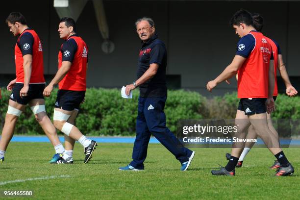 Head coach France rugby team Jacques Brunel during a training session at National center of rugby, on May 9, 2018 in Marcoussis, France.