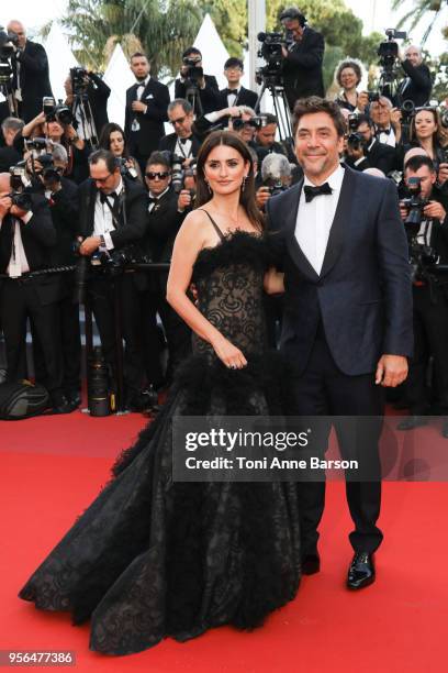 Penelope Cruz and Javier Bardem attend the screening of "Everybody Knows " and the opening gala during the 71st annual Cannes Film Festival at Palais...