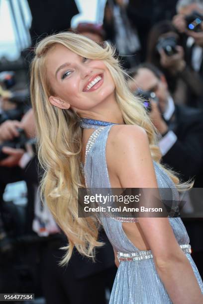 Romee Strijd attends the screening of "Everybody Knows " and the opening gala during the 71st annual Cannes Film Festival at Palais des Festivals on...