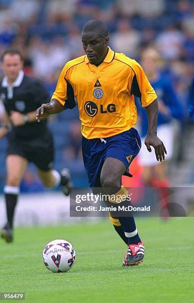 Ade Akinbiyi of Leicester City on the ball during the pre-season friendly against Portsmouth at Fratton Park in Portsmouth, England. \ Mandatory...