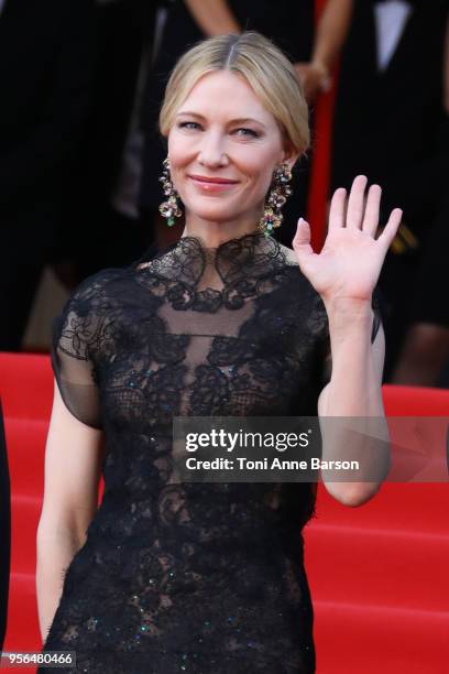 Cate Blanchett attends the screening of "Everybody Knows " and the opening gala during the 71st annual Cannes Film Festival at Palais des Festivals...