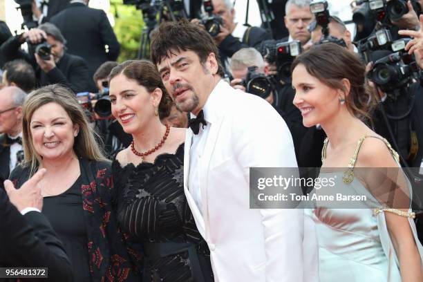 Julie Huntsinger, AnneMarie Jacir, Virginie Ledoyen, Benicio Del Toro attend the screening of "Everybody Knows " and the opening gala during the 71st...