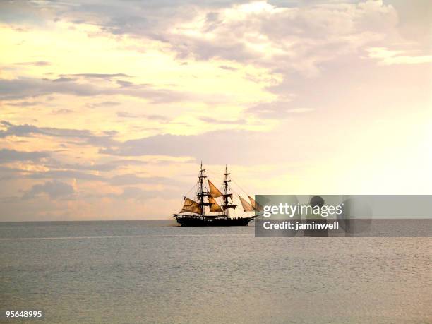 tall ship sailing - brigantine stock pictures, royalty-free photos & images