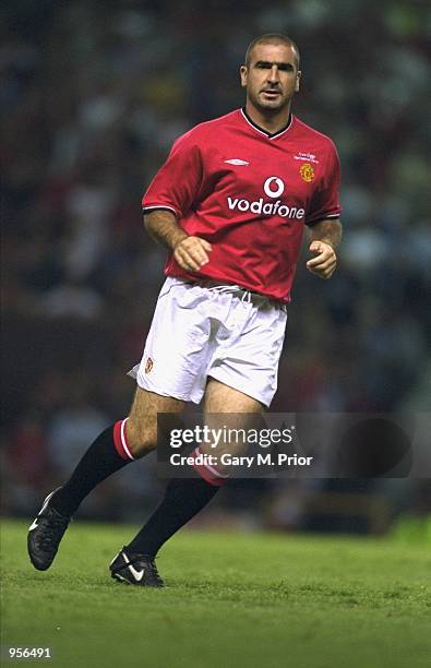 Eric Cantona makes a comeback in the Manchester United shirt during the Ryan Giggs Testimonial match against Celtic played at Old Trafford, in...