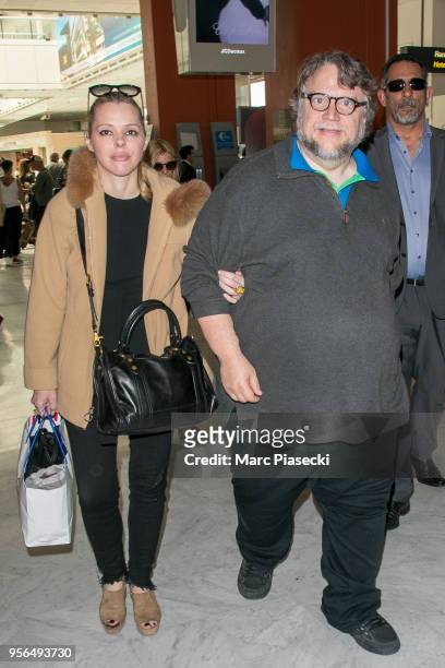 Screenwriter Kim Morgan and director Guillermo del Toro are seen during the 71st annual Cannes Film Festival at Nice Airport on May 9, 2018 in Nice,...