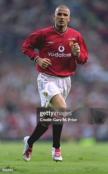 David Beckham of Manchester United in action during the Ryan Giggs Testimonial match against Celtic played at Old Trafford, in Manchester, England....