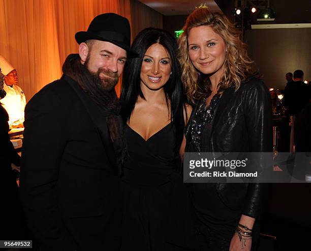 Recording Artists Kristian Bush Amy Eslami and Jennifer Nettles attend the Georgia GRAMMY Nominee Reception at the W Hotel Downtown on January 7,...