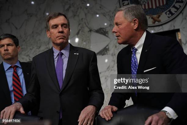 Committee Chairman Sen. Richard Burr and committee Vice Chairman Sen. Mark Warner wait for the beginning of a confirmation hearing for CIA Director...