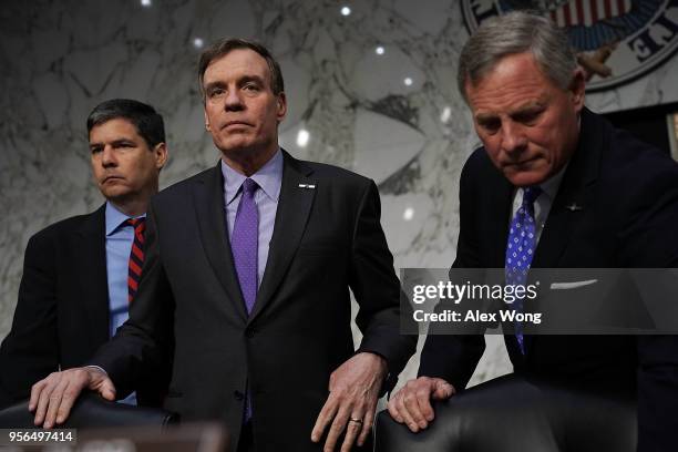 Committee Chairman Sen. Richard Burr and committee Vice Chairman Sen. Mark Warner wait for the beginning of a confirmation hearing for CIA Director...