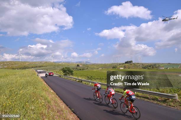 Eugert Zhupa of Albania and Team Wilier Triestina-Selle Italia / Andrea Vendrame of Italy and Team Androni Giocattoli-Sidermec / Laurent Didier of...