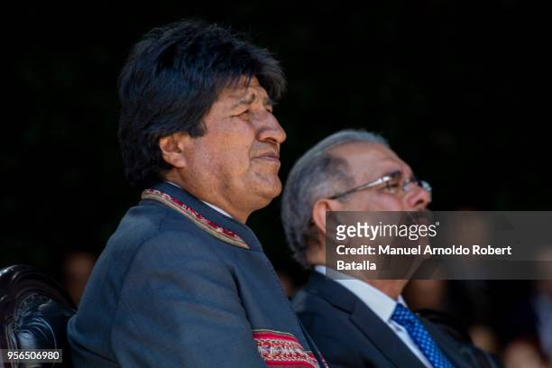 Evo Morales attends the Inauguration Day of Costa Rica elected President Carlos Alvarado at Plaza de la Democracia on May 08, 2018 in San Jose, Costa...