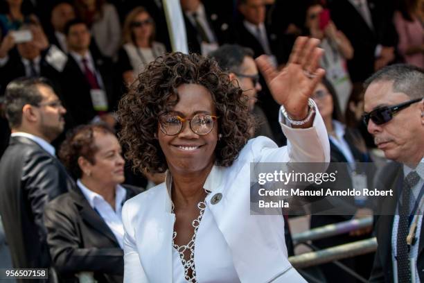 Epsy Campbell Vice Presidente of Costa Rica greets during Inauguration Day of Costa Rica elected President Carlos Alvarado at Plaza de la Democracia...