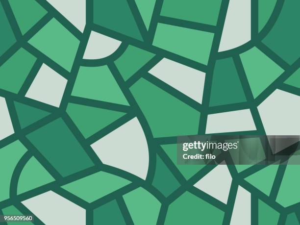 bildbanksillustrationer, clip art samt tecknat material och ikoner med sömlös landskap bakgrund - mosaik