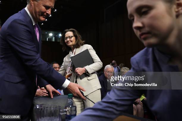 Central Intelligence Agency acting Director Gina Haspel arrives for her confirmation hearing before the Senate Intelligence Committee in the Hart...
