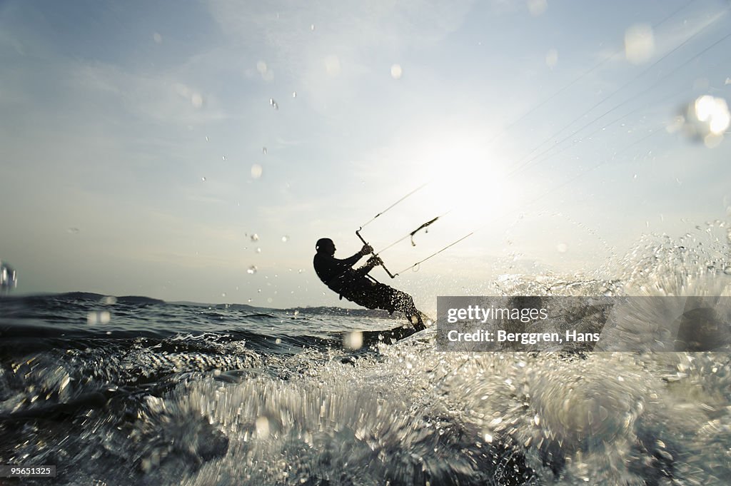 One person kite-surfing, Sweden.
