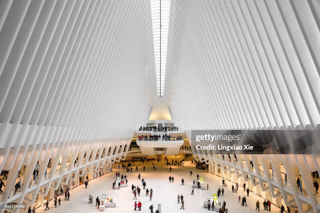 Inside the famous Oculus, World Trade Center Transportation Hub, New York