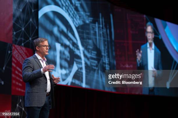 Gerry Gaetz, president and chief executive officer of Canadian Payments Association, speaks during the Payments Canada Summit in Toronto, Ontario,...