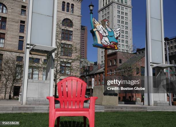 Neon sign installed as part of a public art installation on the Rose Kennedy Greenway in Boston that will feature eight historic neon signs from the...