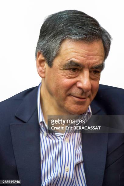 Portrait de François Fillon, candidat à l'élection présidentielle française pour le parti de droite 'Les Républicains' , le 11 mars 2017, Paris,...