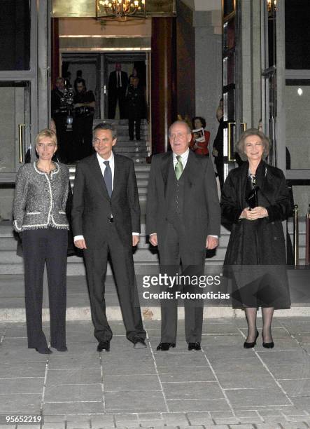 Sonsoles Espinosa, Prime Minister Jose Luis Rodriguez Zapatero, King Juan Carlos of Spain and Queen Sofia of Spain arrive to the Inaugural Gala of...