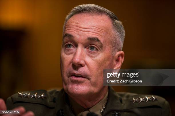 Chairman of the Joint Chiefs of Staff Gen. Joseph Dunford testifies during a Senate Appropriations Subcommittee on Defense hearing to review the...