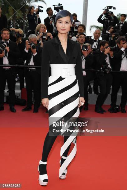 Li Yuchun attends the screening of "Yomeddine" during the 71st annual Cannes Film Festival at Palais des Festivals on May 9, 2018 in Cannes, France.