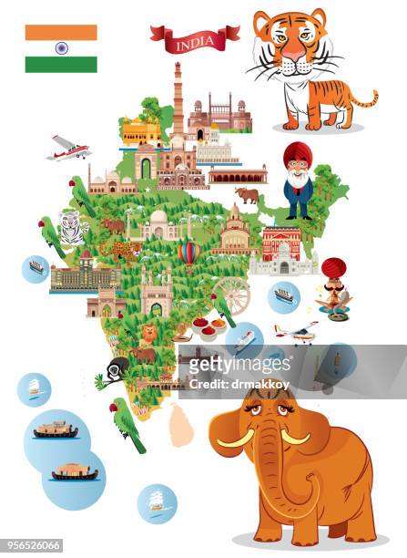 stockillustraties, clipart, cartoons en iconen met cartoon kaart van india - calcutta