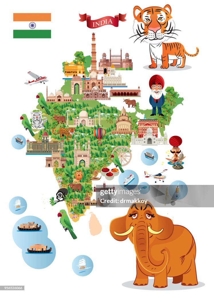 Cartoon map of INDIA