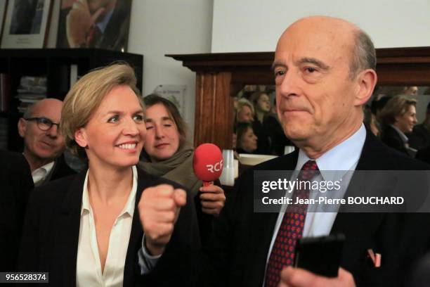 Virginie Calmels et Alain Juppé après la proclamation des résultats du 1er tour des élections régionales 2015 pour la région Aquitaine Limousin...