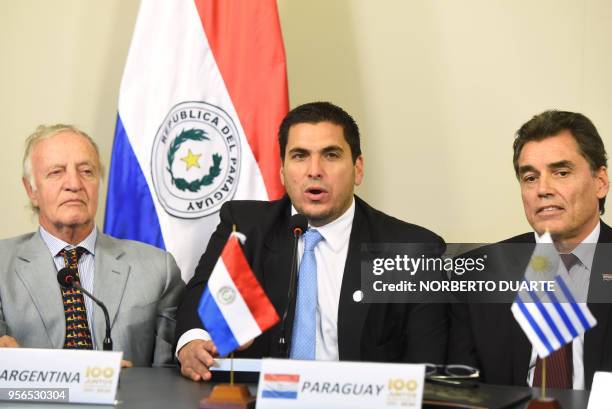 World Cup joint bid coordinator Argentinean Fernando Marin, Paraguayan Football Association President Robert Harrinson, Paraguayan Minister of Sports...