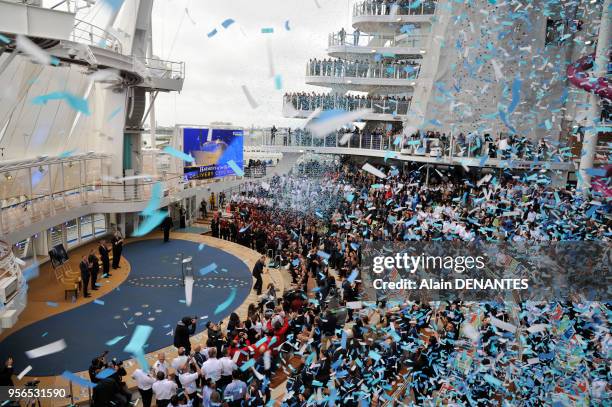 Ceremonie de livraison du paquebot geant "Harmony of the Seas" au chantier naval francais STX Europe de Saint-Nazaire, le 12 Mai 2016 a...