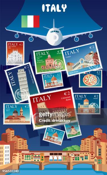italy postage - naples italy stock illustrations