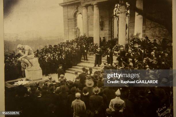 Document photographique des funérailles d'Auguste Rodin,1917 exposé au musée Rodin le 10 novembre 2016, Meudon , France.