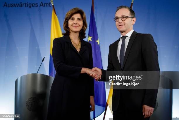 Berlin, Germany German Foreign Minister Heiko Maas meets Maria Angela Holguin, Foreign Minister of Columbia, on May 09, 2018 in Berlin, Germany.