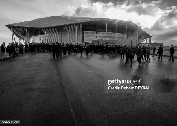 Le Parc OL le 9 janvier 2016, Décines, France. Avec 59 500 places, il répond aux éxigences de l'UEFA et peut postuler à l'organisation d'une finale...