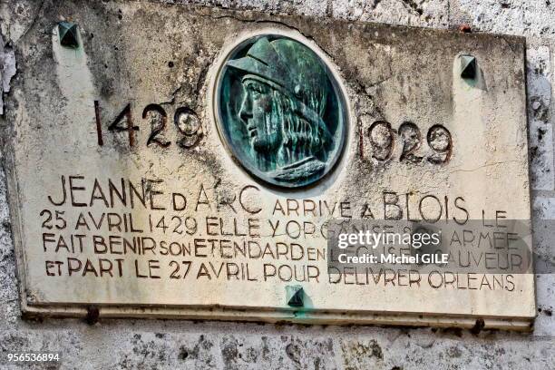 Plaque Jeanne d'Arc, 26 août 2017, Blois, Loir-et-Cher, France.